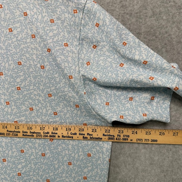 Bad Birdie Mens Large Golf Polo Shirt Blue Orange Floral Leaf Print RN158230 - Picture 5 of 7